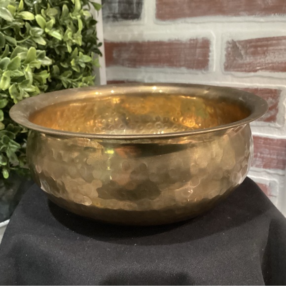 Accents Vintage Solid Brass Bowl Planter Decor Piece Made In India